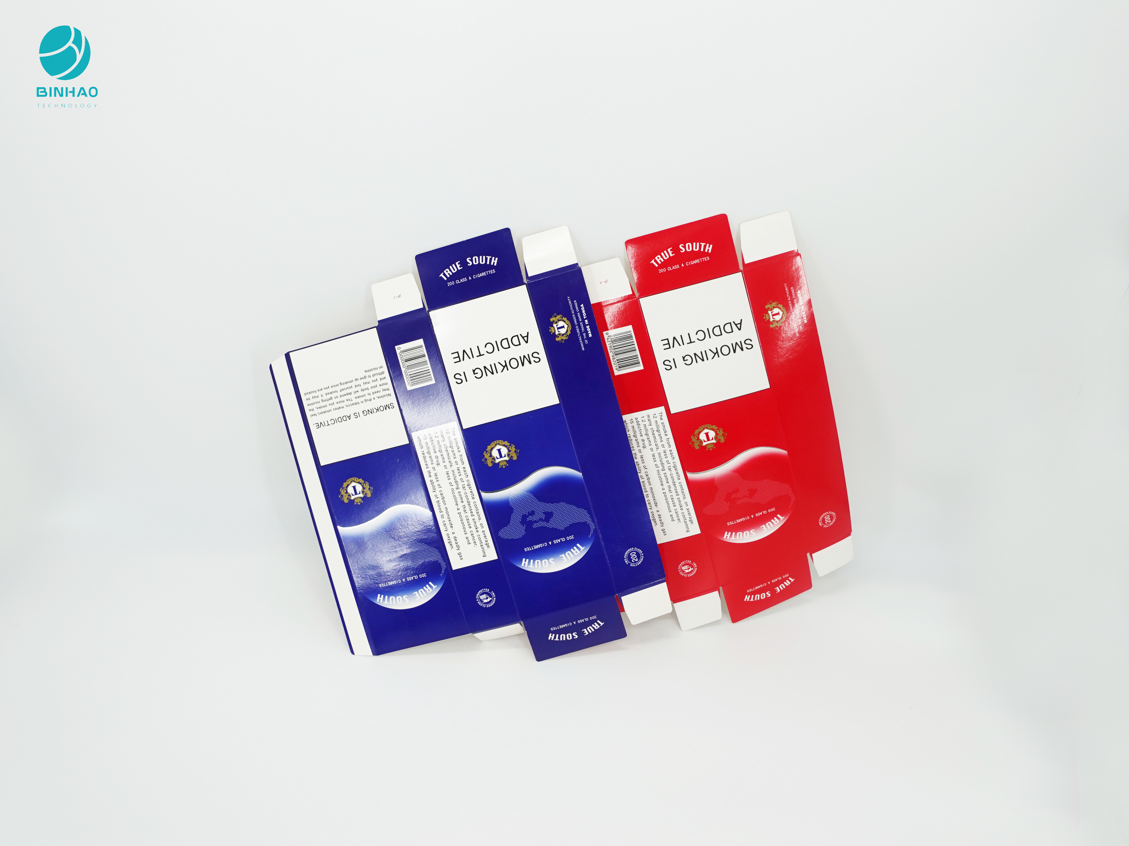 Trwały papier kartonowy z czerwoną niebieską serią do pakowania tytoniu do papierosów