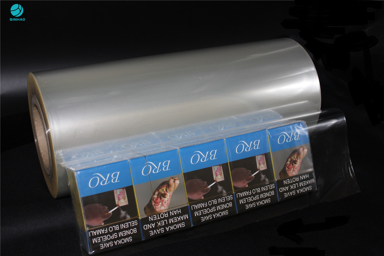 360 mm przezroczysta celofanowa folia opakowaniowa PVC do pakowania nagich pudełek na papierosy